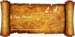 Lőwy Áron névjegykártya